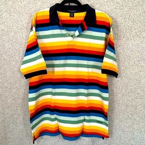 DANIEL CREMIEUX Polo Shirt Multi-Color Striped Short Sleeve Men's Medium #982